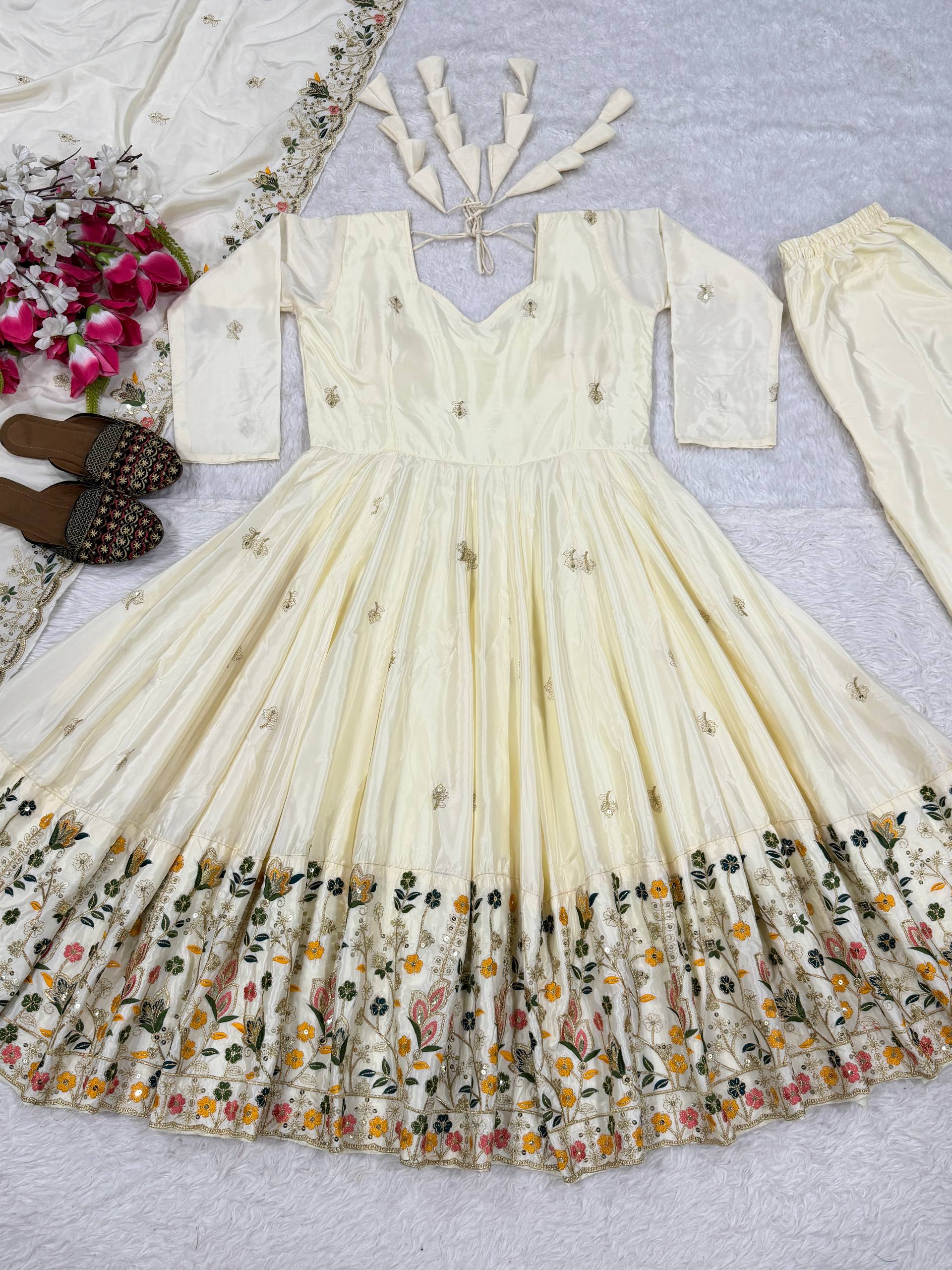 The Radiant Mustard Botanical-Hem Anarkali